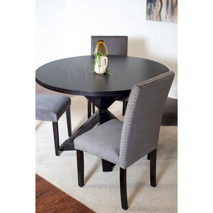 5-Piece Compact Dining Table and Chairs Set Modern Dining Table and Chairs Set with Chrome Nailhead Trim Chairs for Kitchen