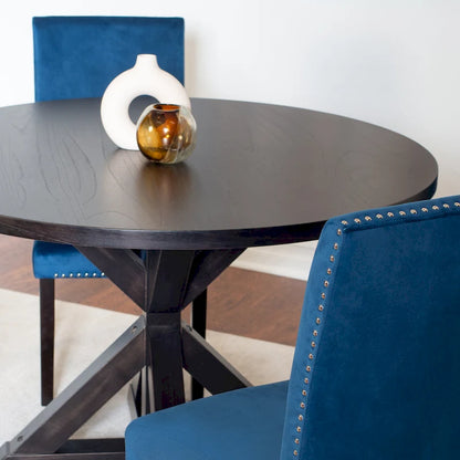 5-Piece Compact Dining Table and Chairs Set Modern Dining Table and Chairs Set with Chrome Nailhead Trim Chairs for Kitchen