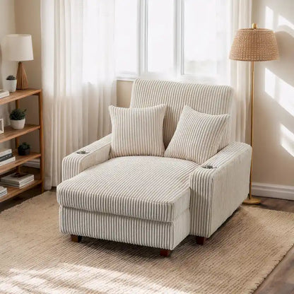 Upholstered Chaise Lounge with Adjustable Backrest Lounge Chair