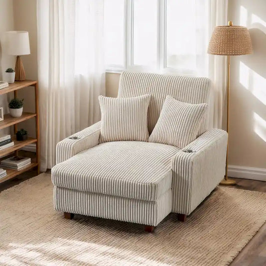 Upholstered Chaise Lounge with Adjustable Backrest Lounge Chair