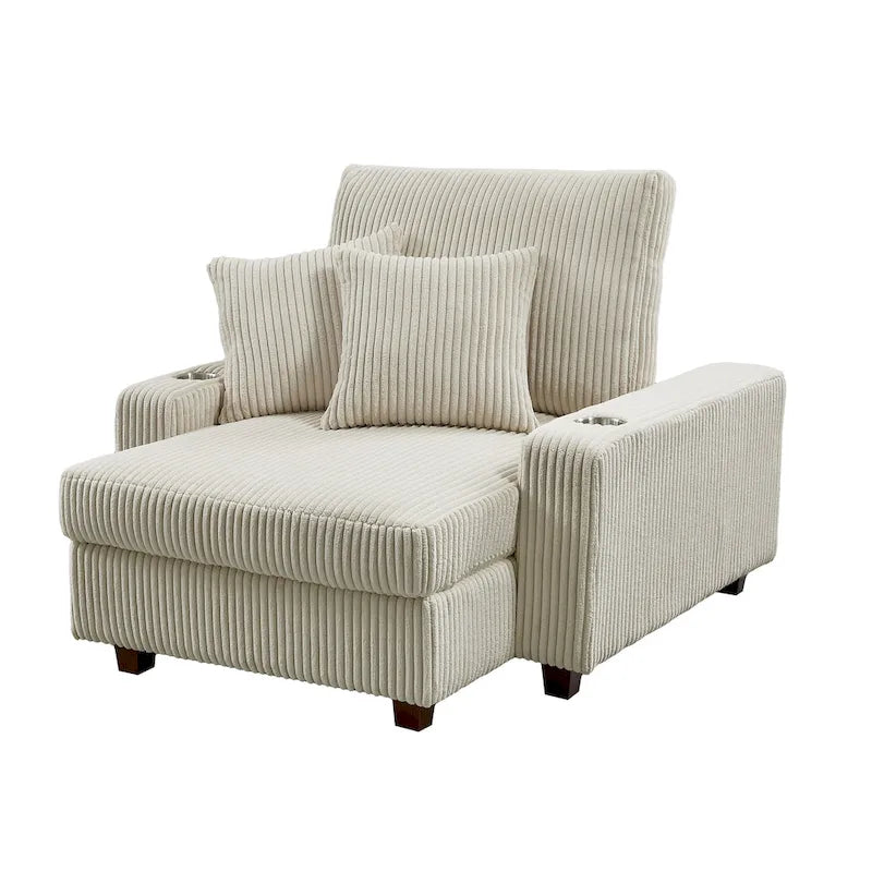 Upholstered Chaise Lounge with Adjustable Backrest Lounge Chair