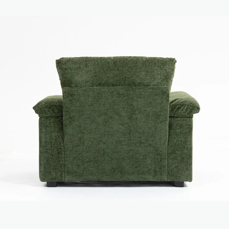 Chenille Oversized Chair with Ottoman & USB