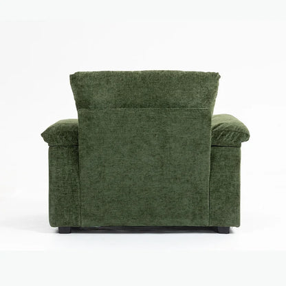 Chenille Oversized Chair with Ottoman & USB