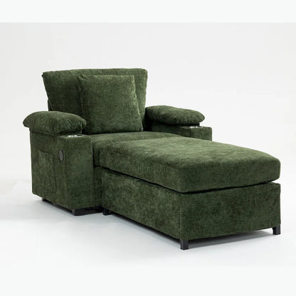 Chenille Oversized Chair with Ottoman & USB