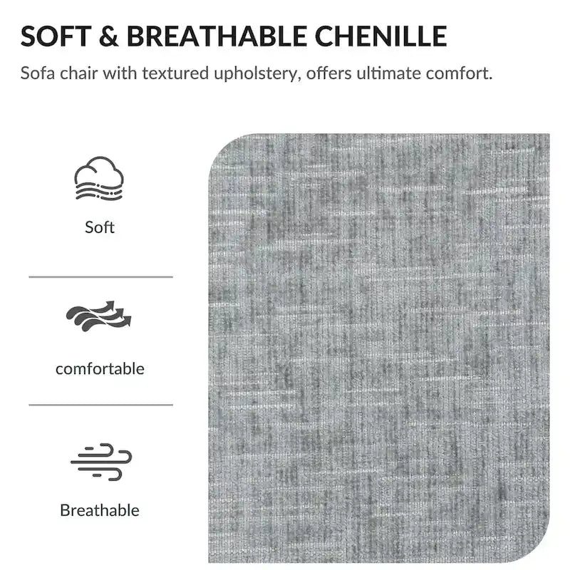 Chenille Oversized Chair with Ottoman & USB