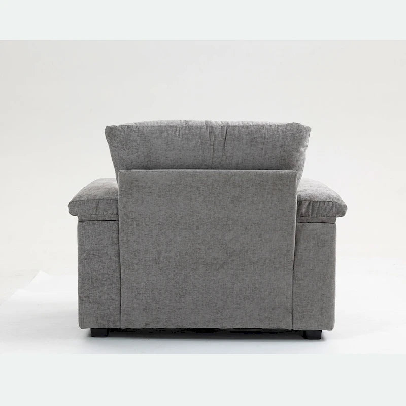 Chenille Oversized Chair with Ottoman & USB
