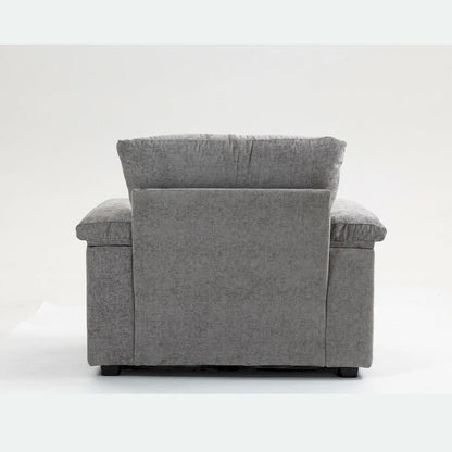 Chenille Oversized Chair with Ottoman & USB