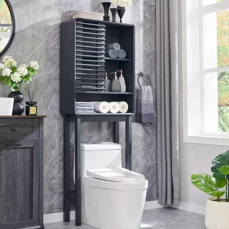 Slatted Door Over The Toilet Storage Cabinet, Bathroom Storage Cabinet