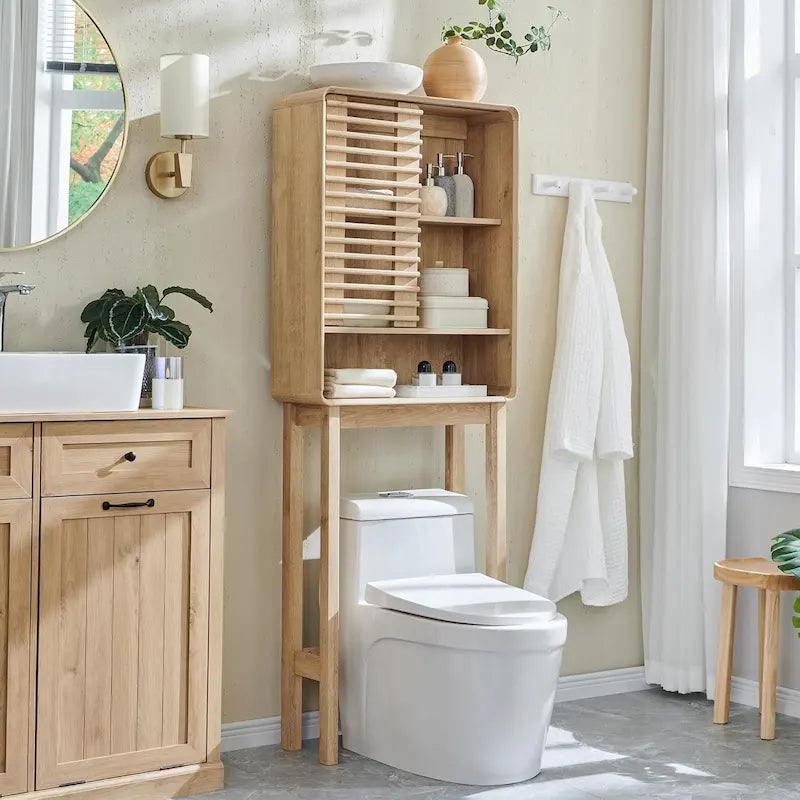 Slatted Door Over The Toilet Storage Cabinet, Bathroom Storage Cabinet