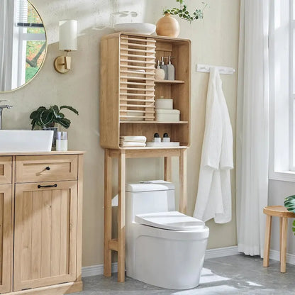 Slatted Door Over The Toilet Storage Cabinet, Bathroom Storage Cabinet