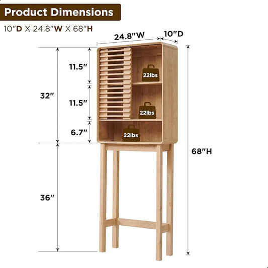 Slatted Door Over The Toilet Storage Cabinet, Bathroom Storage Cabinet