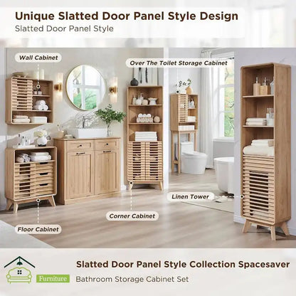 Slatted Door Over The Toilet Storage Cabinet, Bathroom Storage Cabinet