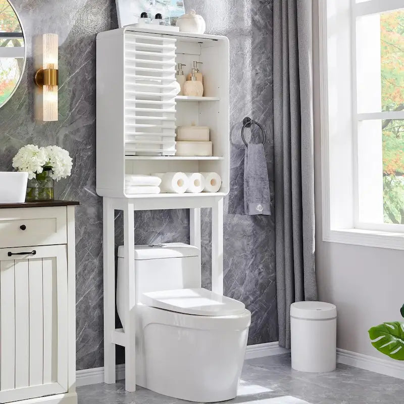 Slatted Door Over The Toilet Storage Cabinet, Bathroom Storage Cabinet
