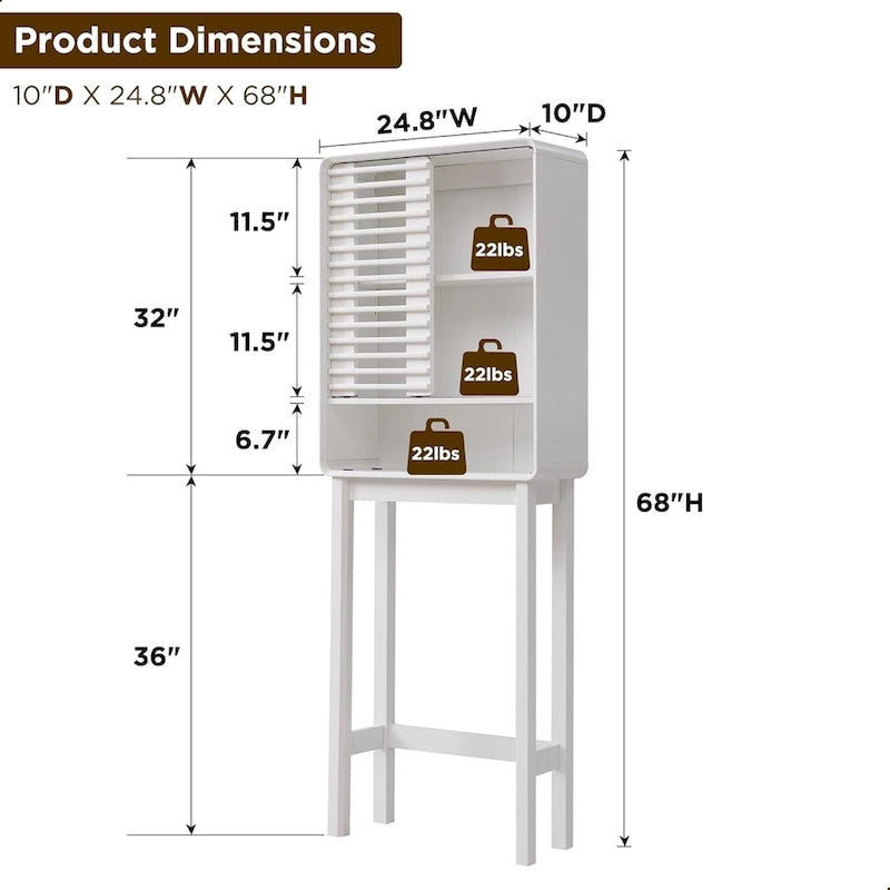 Slatted Door Over The Toilet Storage Cabinet, Bathroom Storage Cabinet