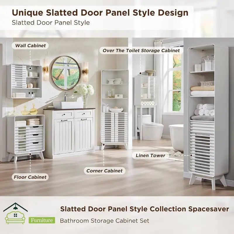 Slatted Door Over The Toilet Storage Cabinet, Bathroom Storage Cabinet