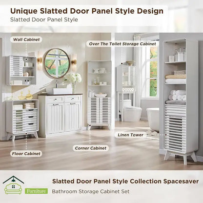 Slatted Door Over The Toilet Storage Cabinet, Bathroom Storage Cabinet