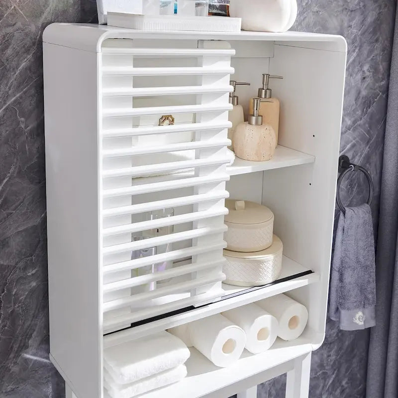 Slatted Door Over The Toilet Storage Cabinet, Bathroom Storage Cabinet