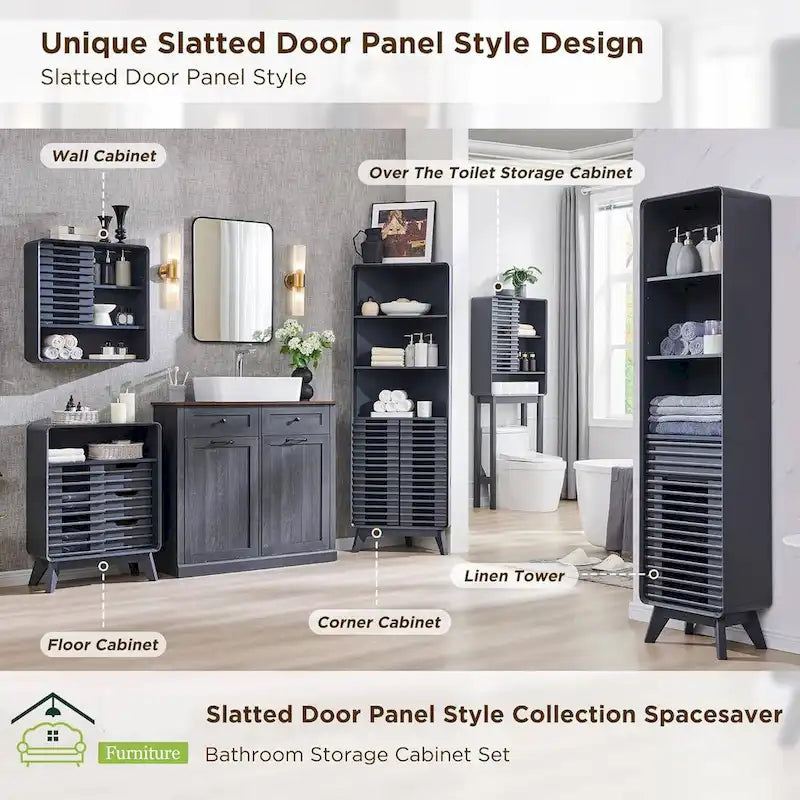 Slatted Door Over The Toilet Storage Cabinet, Bathroom Storage Cabinet