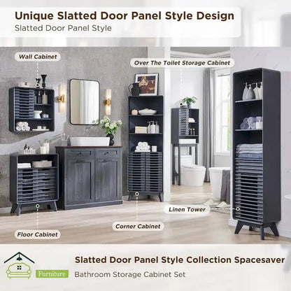 Slatted Door Over The Toilet Storage Cabinet, Bathroom Storage Cabinet