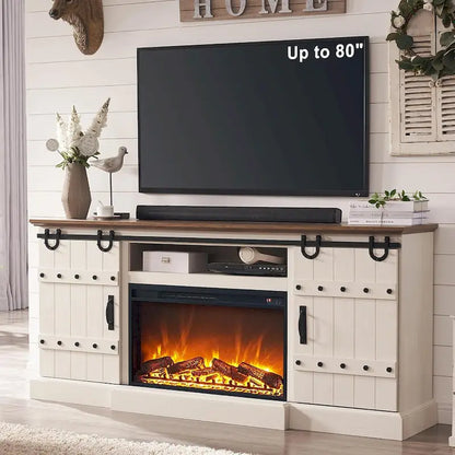 Farmhouse Fireplace TV Stand, Entertainment Center, Media Console