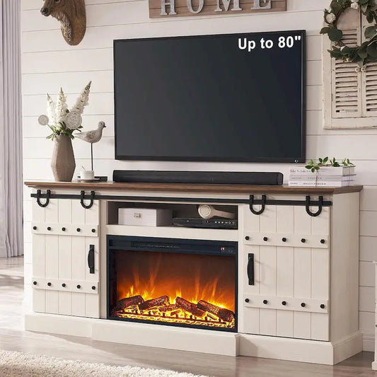 Farmhouse Fireplace TV Stand, Entertainment Center, Media Console