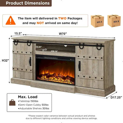 Farmhouse Fireplace TV Stand, Entertainment Center, Media Console