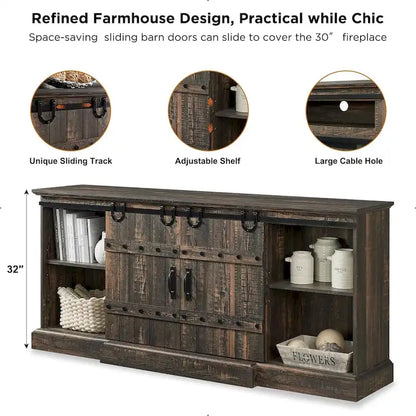 Farmhouse Fireplace TV Stand, Entertainment Center, Media Console