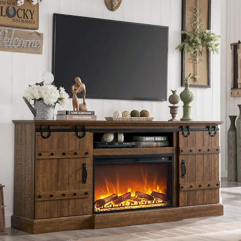Farmhouse Fireplace TV Stand, Entertainment Center, Media Console