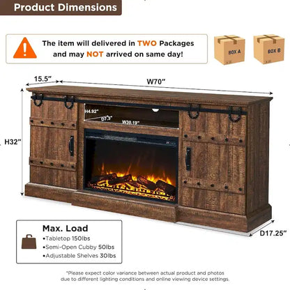 Farmhouse Fireplace TV Stand, Entertainment Center, Media Console