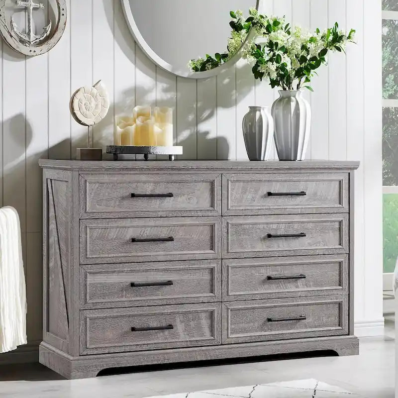 Farmhouse 8 Drawers Dresser Chests for Bedroom, Wood Chest of Drawers