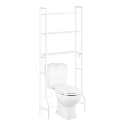 3 Tier Above Toilet Storage Rack for Bathroom with Metal Frame and Hooks