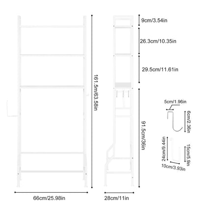 3 Tier Above Toilet Storage Rack for Bathroom with Metal Frame and Hooks