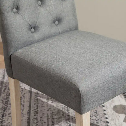 5 Piece Dining Table Set, Wooden Kitchen Furniture Set, Round Table with Cross-Buck Pedestal Base and 4 Tufted Chairs