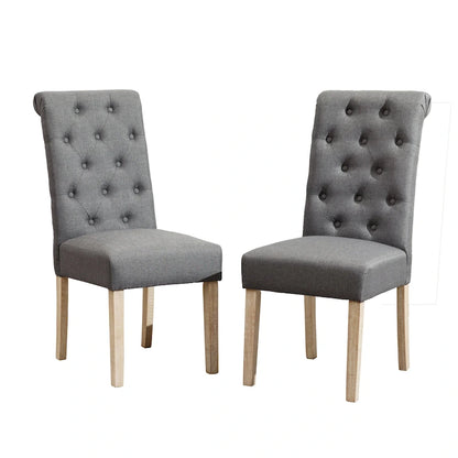 5 Piece Dining Table Set, Wooden Kitchen Furniture Set, Round Table with Cross-Buck Pedestal Base and 4 Tufted Chairs