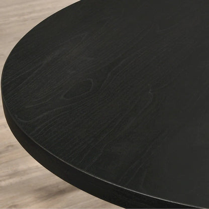 5 Piece Dining Table Set, Wooden Kitchen Furniture Set, Round Table with Cross-Buck Pedestal Base and 4 Tufted Chairs