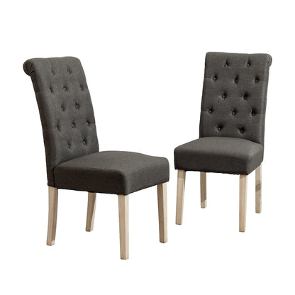 5 Piece Dining Table Set, Wooden Kitchen Furniture Set, Round Table with Cross-Buck Pedestal Base and 4 Tufted Chairs