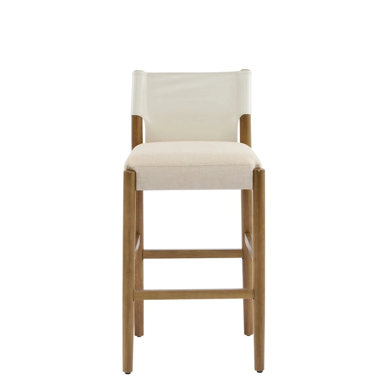 Christopher Knight Home - Mika Modern 28.5 Wood Barstool Set with Neutral Polyester Cushion for Kitchen Island or Home Bar