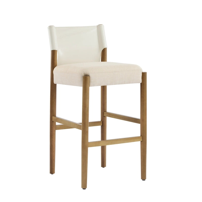 Christopher Knight Home - Mika Modern 28.5 Wood Barstool Set with Neutral Polyester Cushion for Kitchen Island or Home Bar