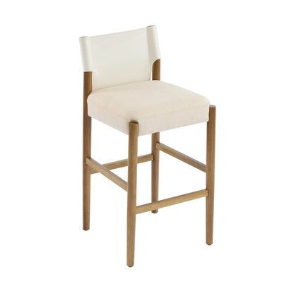 Christopher Knight Home - Mika Modern 28.5 Wood Barstool Set with Neutral Polyester Cushion for Kitchen Island or Home Bar