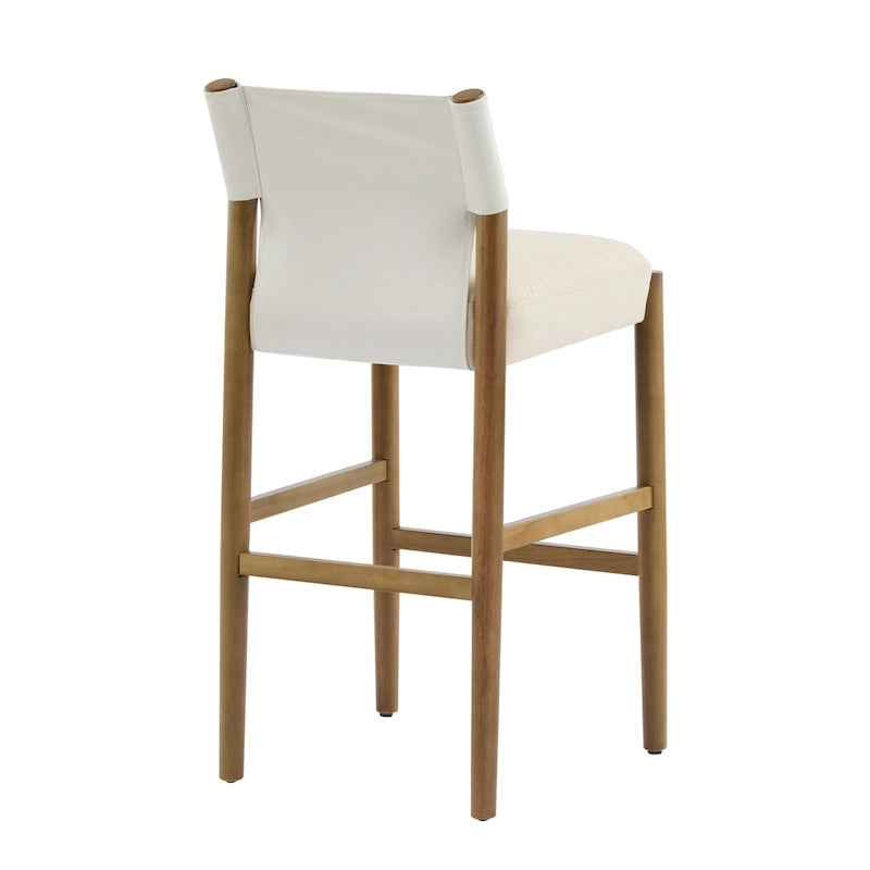 Christopher Knight Home - Mika Modern 28.5 Wood Barstool Set with Neutral Polyester Cushion for Kitchen Island or Home Bar