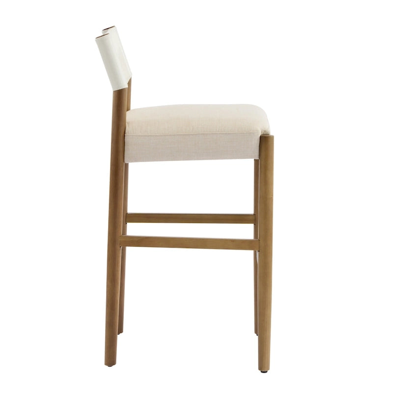 Christopher Knight Home - Mika Modern 28.5 Wood Barstool Set with Neutral Polyester Cushion for Kitchen Island or Home Bar