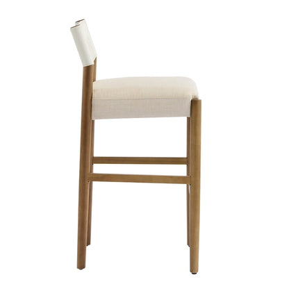 Christopher Knight Home - Mika Modern 28.5 Wood Barstool Set with Neutral Polyester Cushion for Kitchen Island or Home Bar