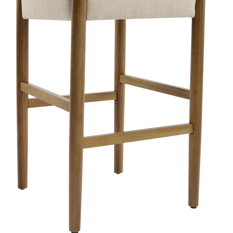 Christopher Knight Home - Mika Modern 28.5 Wood Barstool Set with Neutral Polyester Cushion for Kitchen Island or Home Bar