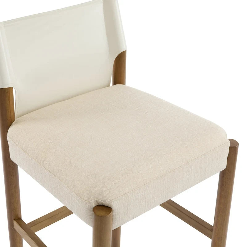 Christopher Knight Home - Mika Modern 28.5 Wood Barstool Set with Neutral Polyester Cushion for Kitchen Island or Home Bar