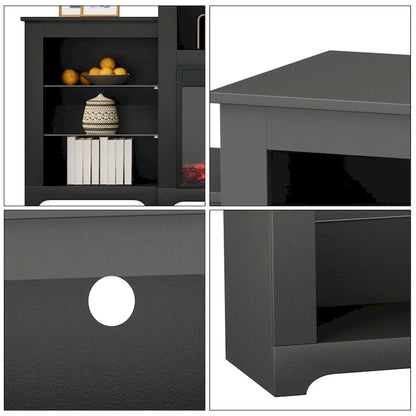 32 H TV Stand with Fireplace for TVs up to 80 - Remote Control, Energy-Efficient Heater, 16-Color Light Strip