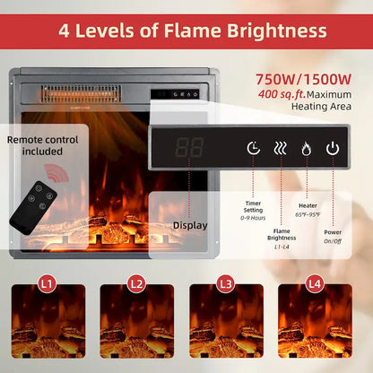 32 H TV Stand with Fireplace for TVs up to 80 - Remote Control, Energy-Efficient Heater, 16-Color Light Strip