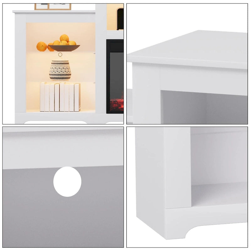 32 H TV Stand with Fireplace for TVs up to 80 - Remote Control, Energy-Efficient Heater, 16-Color Light Strip