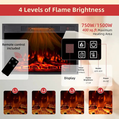 32 H TV Stand with Fireplace for TVs up to 80 - Remote Control, Energy-Efficient Heater, 16-Color Light Strip