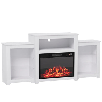 32 H TV Stand with Fireplace for TVs up to 80 - Remote Control, Energy-Efficient Heater, 16-Color Light Strip
