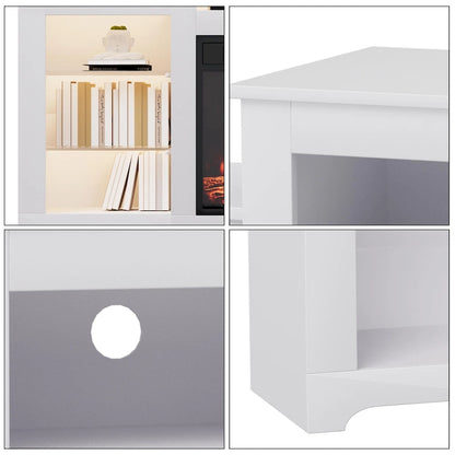 32 H TV Stand with Fireplace for TVs up to 80 - Remote Control, Energy-Efficient Heater, 16-Color Light Strip